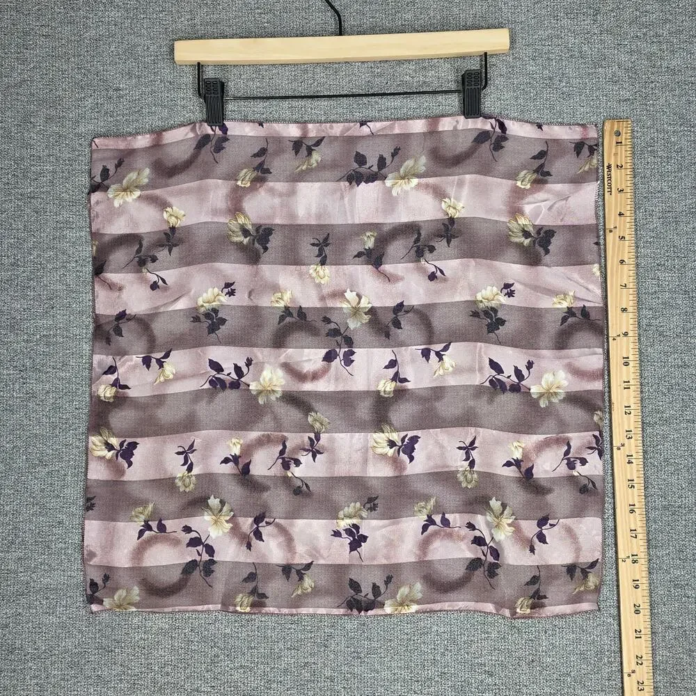 VINTAGE 100% SILK FLORAL STRIPE SCARF – 20